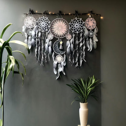 Dream Catcher Wall Decor,Large Boho Dream Catcher with Luxurious Feathers & Beads, Handmade Wall Hanging for Bedroom,Living Room, Gift Ready for Girls & Adults (Floral)