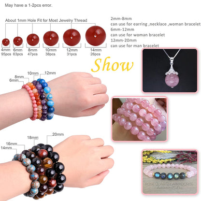 GEM-Inside Natural Genuine 8mm Round Rose Quartz Beads for Jewelry Making Loose Gemstone Beads Strand 15"