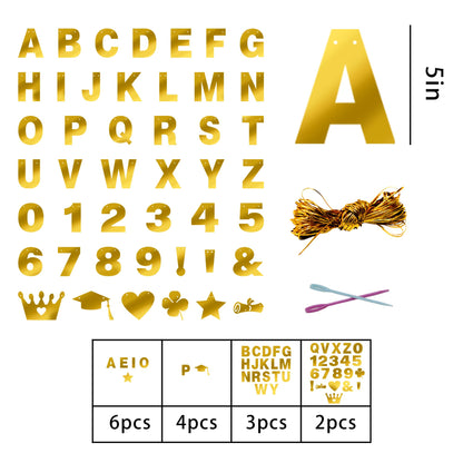 131 PCS Custom Banner DIY Letter Banners Personalized Banner for Birthday Congratulations Wedding Party Banners Golden 5-inch