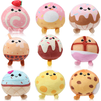Libima 9 Pcs Mini Stuffed Animals Bulk Adopt a Pet Party Favors 3.15 Inch Small Plush Keychains Cute Ornaments Toys for Baby Shower Birthday Gift Bags Fillers Basket Stuffers(Desserts)