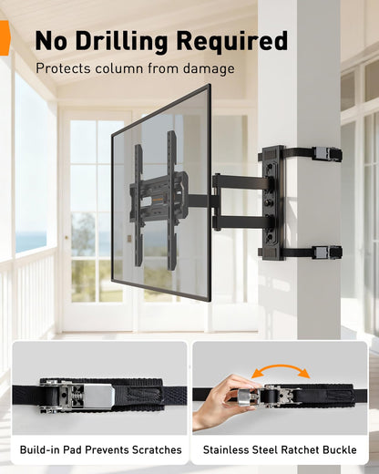 Perlegear Gazebo TV Mount for Most 26"-74" TVs, No Drill Pillar TV Mount for Round & Square Columns, Full Motion TV Post Mount for Gazebo, Pole, Patio & Pergola, Holds up to 88 lbs, Max VESA 400x400mm