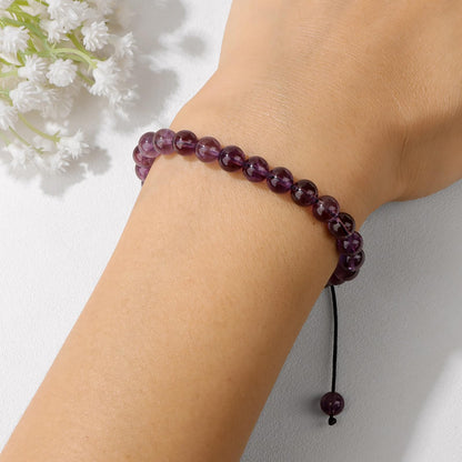 Lit Wall Amethyst Bracelet for Women 6mm Adjustable Purple Beaded Crystal Bracelet Healing Bracelets Spiritual Natural Stone Bracelets Amethyst Jewelry for Women