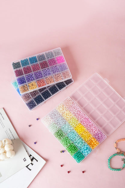 REVKI 72 Colors 6mm Glass Beads for Jewelry Making,3000PCS+ Round Crystal Glass Beads Bracelet Making Kit with Accessories, Bead Starter Kit Crafts Gifts Set Suitable for Teen Adults