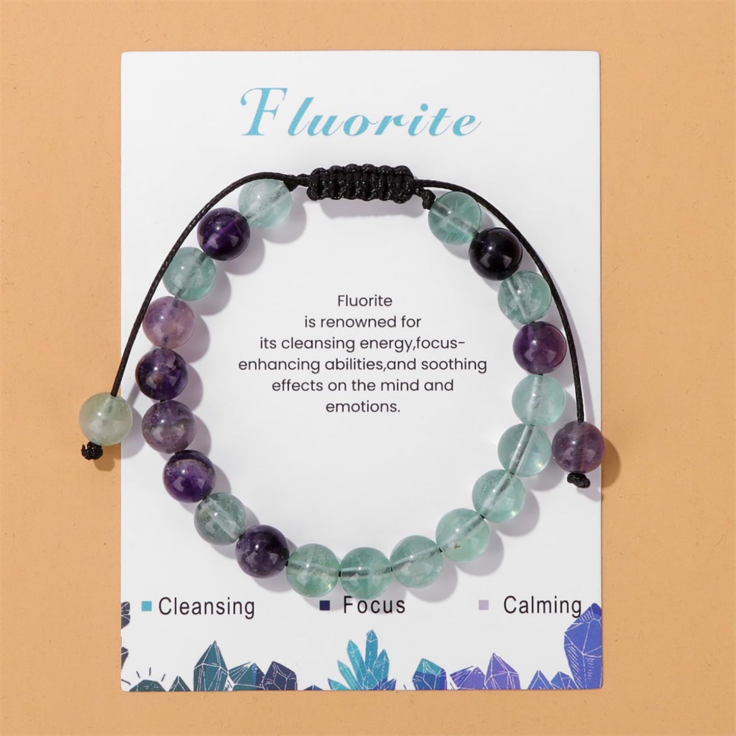 Fluorite Bracelet for Women 8mm Dainty Handmade Adjustable Fluorite Beaded Bracelet Fluorite Crystal Bracelet Gemstone Bracelets Healing Bracelet Fluorite Jewelry for Women Men