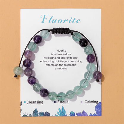 Fluorite Bracelet for Women 8mm Dainty Handmade Adjustable Fluorite Beaded Bracelet Fluorite Crystal Bracelet Gemstone Bracelets Healing Bracelet Fluorite Jewelry for Women Men