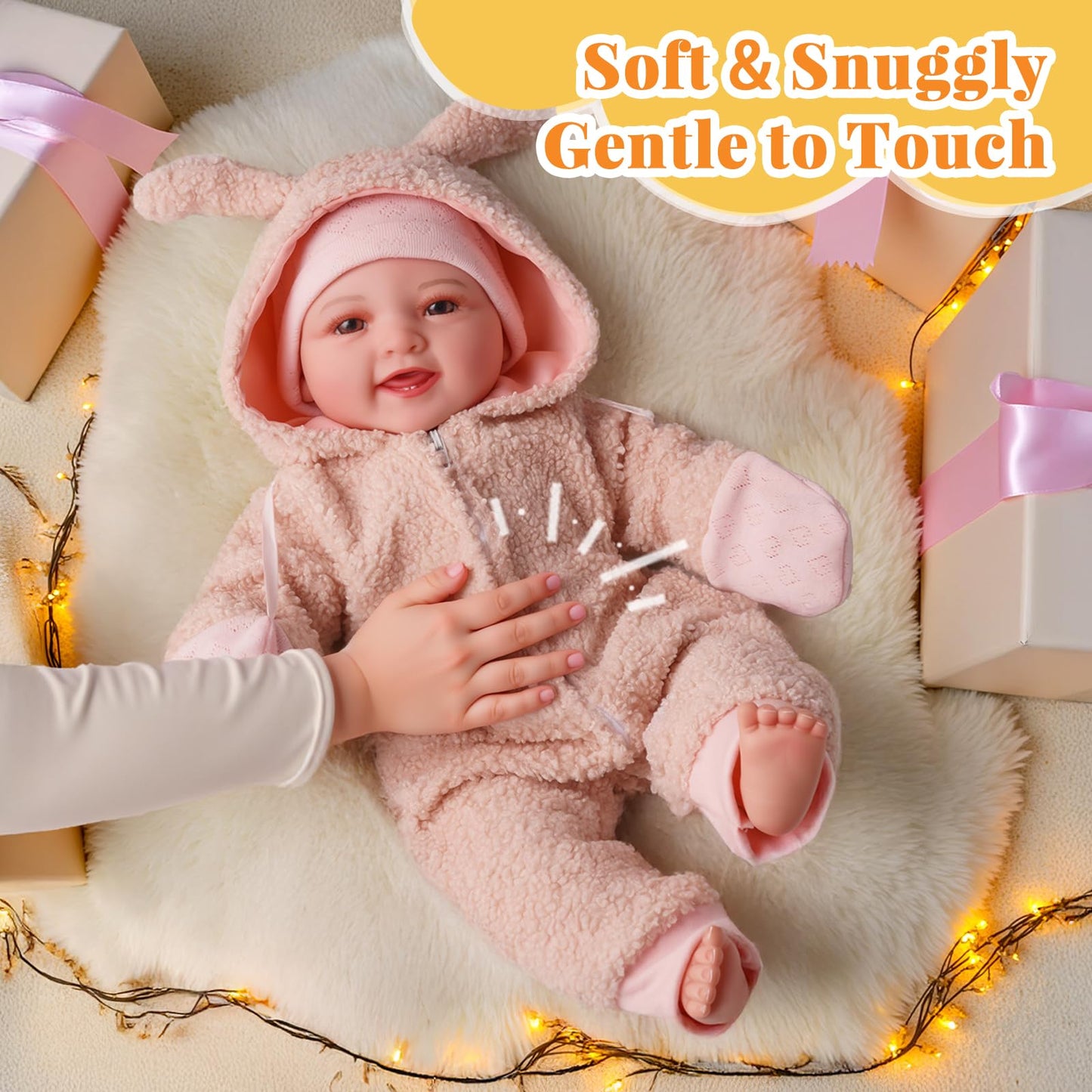 BABESIDE 15-Inch Baby Doll with Feeding Set, Lightweight First Baby Doll for Kids 3+, Realistic Baby Girl with Soft Cuddly Body for Easy Holding and Pretend Play