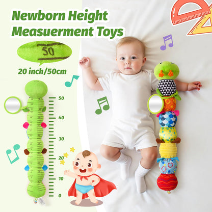 Baby Toys 0-6 Months, Musical Caterpillar Baby Rattle, Plush Sensory Toy with Mirror, Crinkle Textures, Newborn Developmental Tummy Time Stuffed Animal for Infants Boys Girls 6-12 Month (Green)