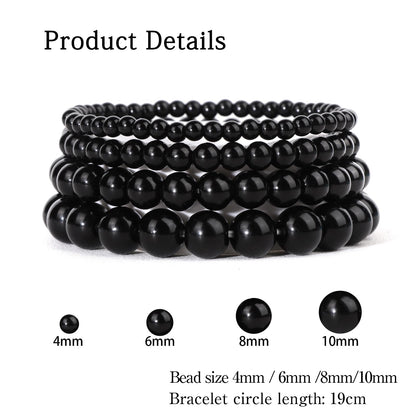 Vinswet 4pcs Beaded Bracelets for Women,Natural Healing Crystal Gemstones Bracelet,Anxiety Stress Relief Bracelet Handmade purple Jewelry Gifts for Women