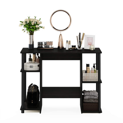 Furinno JAYA Desk, 38.4" Wide Gaming Desk, Computer Study Desk, Office Desk with Side Shelves, Open Storage, for Home Office, Bedroom, Dorm, Study Room, Espresso