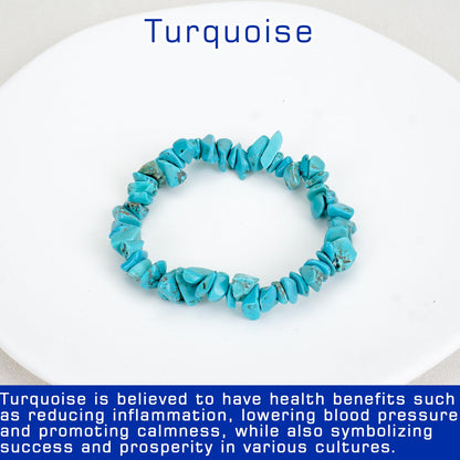 Herxion Turquoise Bracelet for Women & Men- Natural Raw Beads Protection Bracelets, Irregular Chips Stretch Healing Crystals Anxiety Relief Jewelry for Boost Confidence & Courage