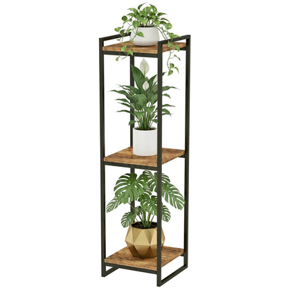 FONHAYE 45" Tall Plant Stand Indoor, 3-Tier Modern Plant Shelf Corner Flower Pot Holder Organizer for Living Room Balcony Garden, Rustic Brown