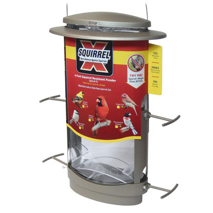 More Birds X-1 Squirrel-Proof Bird Feeder with 4.2-Pound Bird Seed Capacity and Four Feeding Ports