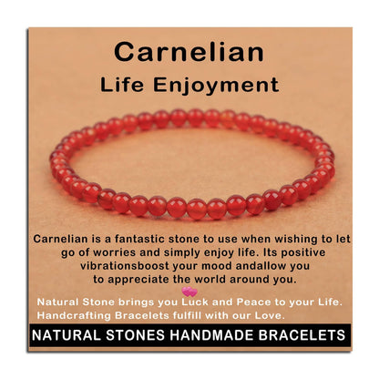 AD Beads Handmade Gemstone Stretch Elastic Bracelet Crystal Healing Reiki Nature's Beauty and Spiritual Essence Unisex (6mm, Carnelian (Life Enjoyment))