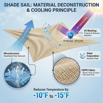 NINXANG Sun Shade Sail Sand Yellow Rectangle 16FTx20FT Permeable Garden Canopy for Outdoor Patio Backyard and Deck Sun Protection Fabric with Fade and Tear Resistance