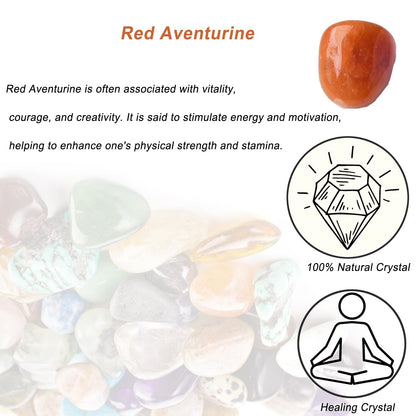 Erliway Red Aventurine Healing Crystal Stones, 1.25-2.0" Large Reiki Healing Gemstones Natural Tumbled Polished Stones for Energy Witchcraft Therapy Meditation