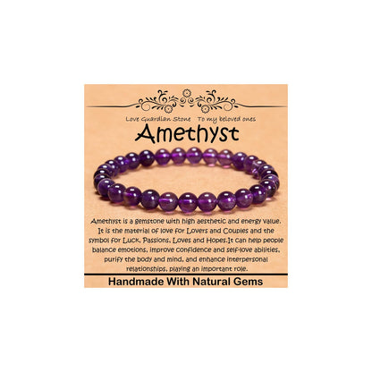 CHCCOYE 6mm Natural Healing Gemstone Bracelet Handmade Yoga Stretch Elastic Bracelet Stress Relief Crystal Jewelry for Men and Women (6mm, Amethyst)