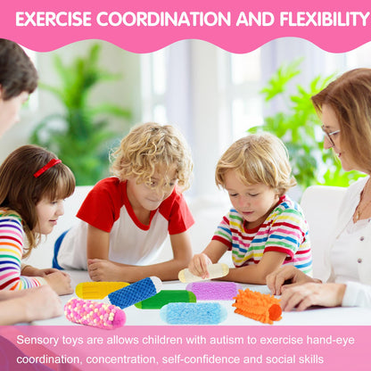 Bouiexye 8 PCS Sensory Toys Assorted Textured Exercise Sensory Bar Toys for Kids Baby Classroom Preschoolers Kindergarten Autism Educational