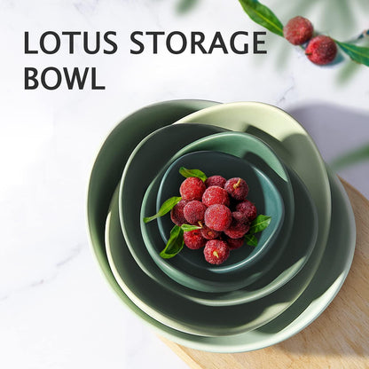Notakia Salad Decorative Bowls Lotus Shaped Pasta Bowls Dishwasher Safe, Unique Angled Ceramic Bowls for Salad, Pasta, Soup, Rice, Prep, Ideal for Restaurant (Green)
