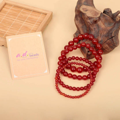 AD Beads Handmade Gemstone Stretch Elastic Bracelet Crystal Healing Reiki Nature's Beauty and Spiritual Essence Unisex (10mm, Carnelian (Life Enjoyment))