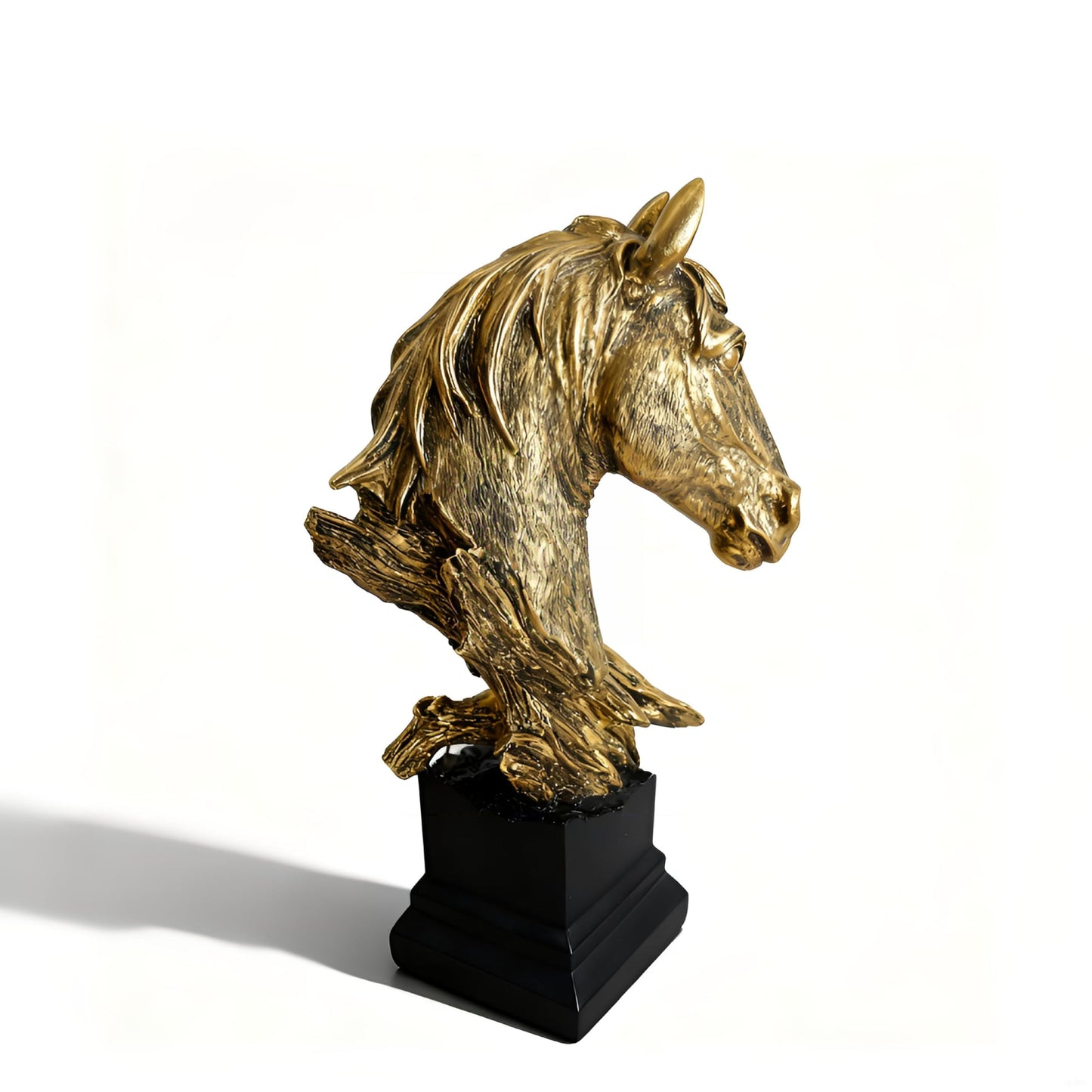 Retro Animal Gold Horses Standing 11.42“ Resin Home Statue for Living Room Decor Animal Ornament Sculpture Art Figurine Decorative - Bronze