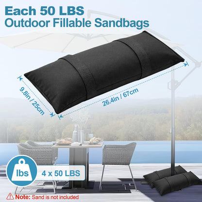 EMART 4 Packs 200LBS Umbrella Base Weights, Durable Sand Bags for Weight, Weatherproof Fillable Heavy Duty Sandbags for Backyard Umbrella, Outdoor Furniture, Garden, Trampoline, Poolside Accessories