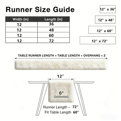 Table Runner,Christmas Fur Table Runner for Party Birthday Friendsgiving Wedding Dinning White Fur Table,Faux Fur Runner for Table(White, 12x60 Inch)