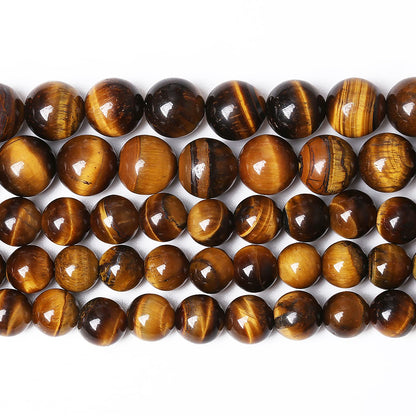 90PCS 8mm Natural Yellow Tiger Eye Stone Beads Semi Gemstone Round Loose Beads for Jewelry Making 32" 2 Strand DIY Bracelet Necklace Earrings