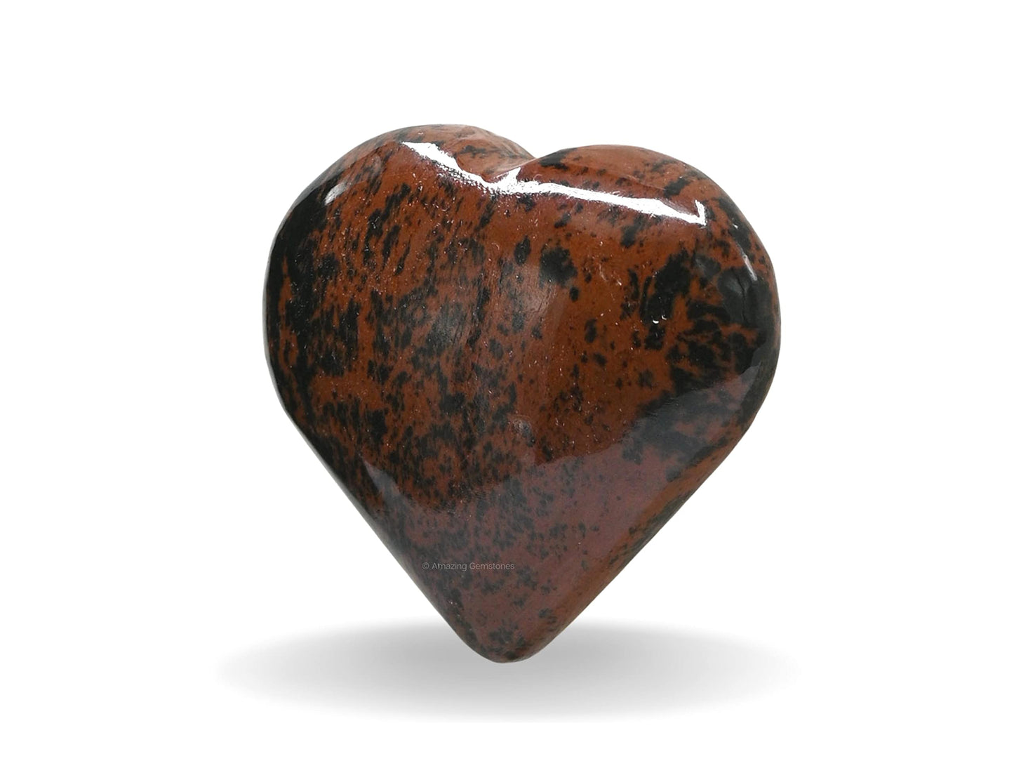 Amazing Gemstone Mahogany Obsidian Crystal Heart Palm Stone - Pocket Massage Worry Stone for Natural Body Chakra Balancing, Reiki Healing and Crystal Grid