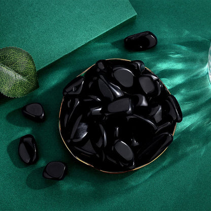 QINJIEJIE Black Obsidian Crystals Polished Stones Bulk 0.6-1" Natural Stone Tumbled Reiki Healing Crystal for Succulents Plants Vase Filler Decoration Bulk 0.45 LBS