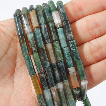 BEADIA Natural Indian Agate Tube Beads 13x4mm 30pcs Cylinder Loose Semi Gemstone Beads for Jewelry Making Design