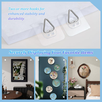 DIDUDIDU Wall Plate Hangers for Display - Invisible Adhesive Picture Hangers for Wall - Ideal for Hanging Decorative Plates | Photo Frames | Paintings - 2.3 Inch
