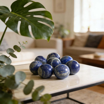AierCrystal Natural Stone Crystal Sphere Feng Shui Home Decoration Ball Positive Energy Scrying Orb for Meditation Tool for Spiritual Space Purification Globe Diameter 5-6cm Lapis Lazuli Sphere