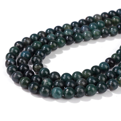 Risyfjew 50PCS 8mm Natural Moss Agate Beads Gemstone Round Loose Beads for Jewelry Making Chakra Crystal Stone Beads for Bracelets Necklace Earrings Making Supplies (50pcs/Strand)