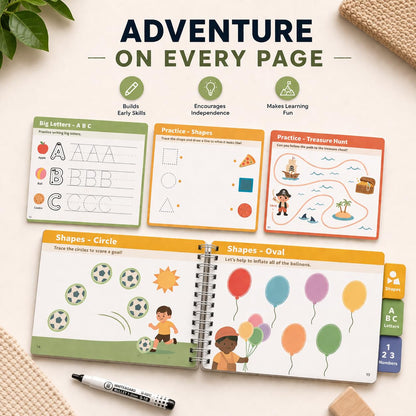 inamio Tracing Book for Kids Ages 3-5 - ABC Preschool Learning Activities, Reusable Handwriting Workbook, Childrens Busy Books for Pen Control - Alphabet & Letter Handwriting Practice for Kids