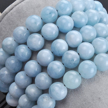 MASSIVE BEADS Gemstone Beaded Bracelets Natural Birthstone Healing Power Crystal Beads Macrame Adjustable(Aquamarine, 8mm)