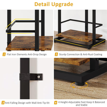 Hosfais Book Shelf Narrow Bookshelf: 5 Tier Wood Bookcase with Metal Edge Protection Industrial Modern Bookshelf Book Storage Organizer for Living Room Bedroom Home Office (Rustic Brown)