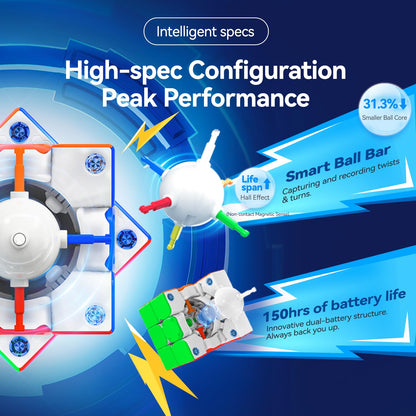 GAN 356 i Carry E, Smart Speed Cube 3x3 Magnetic Connected Electronic Bluetooth Speedcube for Kids Adults Timer Tracking Movement Steps with App Online Competition, Battery Replaceable Frosted Version