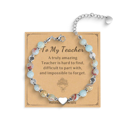 Freeunfet Teacher Appreciation Gifts Beaded Bracelets for Women Natural Stone Bracelets Jewelry Stress Relief Gifts For Women Graduation