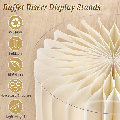 Youjoitim 6Pcs Buffet Risers, Food Risers for Table, Foldable Cake Display Stands, Tall Cardboard Cupcakes Stand for Show Catering Desserts Jewelry Wedding Birthday Party Decoration (White)