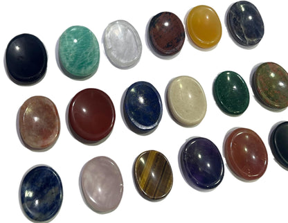 Set of 5 Assorted Thumb Worry Stones Metaphysical Gemstone Crystal Healing Reiki Men Women Gift Feng Shui Positive Energy Love Wellness Palm Stones Wicca Powerful