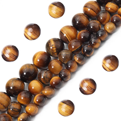 Siomia 60pcs 6mm Natural Yellow Tiger Eye Gemstone Beads Energy Healing Crystal Round Loose Stone Beads for Jewelry Making, DIY Bracelets Necklaces