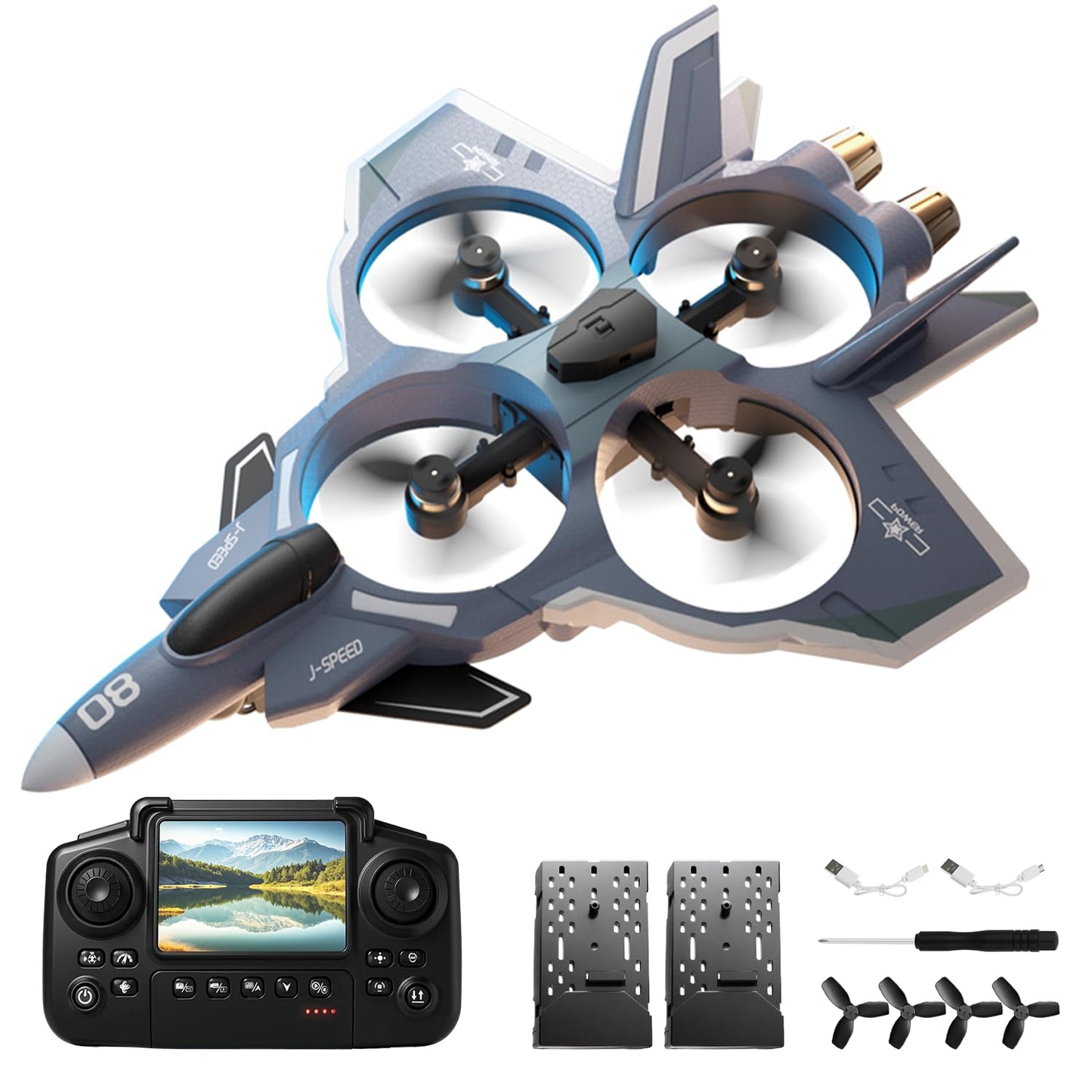 Snugzy RC Plane with Camera Brushless Remote Control with Screen 360° Flip Fighter Jet Toy for Kids 8-16 Airplane Toys Gifts for Kids and Adult