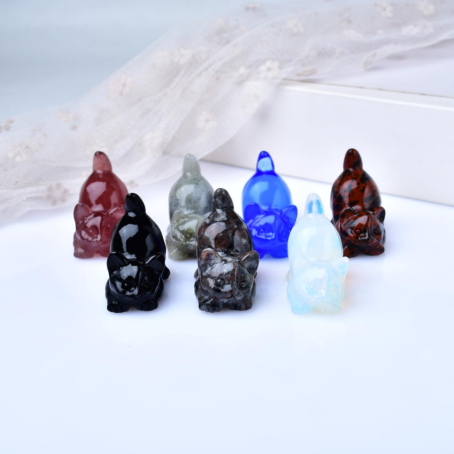 DZJXBZhu Strawberry Quartz Cat Crystal Statue Healing Crystal Reiki Meditation Pocket Gem Guardian Sculpture Home Study Table Desk Decor Collection Gift for Loved Ones