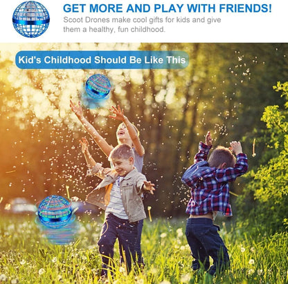 Junywell Flying Orb Ball Toy, Hover Hand Mini Drone Cosmic Globe, Fly Spinners for Kids Adults Indoor Outdoor Toys, Cool LED Lights Toys for 6 7 8 9 10+ Years Old Boys Girls Gift Blue