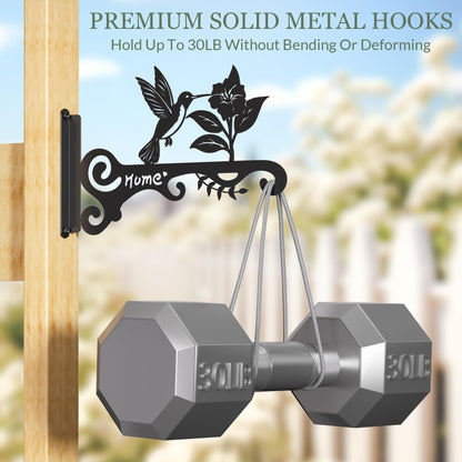 BBTFAA Metal Plant Hooks (2-Pack) - Decorative Wall Hangers with Bird Design for Indoor & Outdoor Use - Hanging Brackets for Plants, Flower Baskets, Bird Feeders, Lanterns - Patio, Garden, Home Decor
