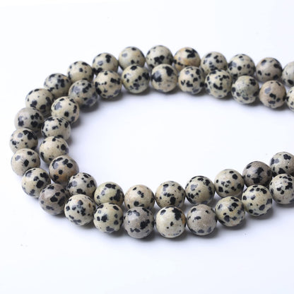 45PCS 8MM Natural Dalmatian Jasper Stone Beads Energy Healing Beads for DIY Jewelry Bracelet Necklace Making for Jewelry Making15Inch