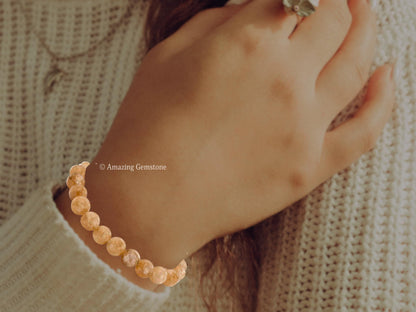 Amazing Gemstone Sunstone Bracelet for Women Men's Gifts - Protection Healing Crystal Bracelet - 8mm Gemstone Beaded Stretchable Bracelet (Regular)