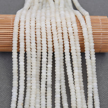 BONNY BOXX 1 Strand (150PCs) Natural 2 * 4mm White Opal Rondelle Beads, Natural Abacus Disk Stone Beads Loose Spacer Gemstone for DIY Bracelet Necklace Jewelry Making