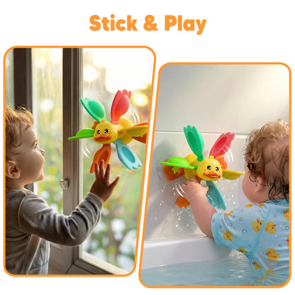 iPlay, iLearn Baby Duck Bath Toy, Toddler Bathtub Shower Toy W/ Suction Spin Gear, Floating Animals, Fishing Net Pool Water Play, Birthday Easter Gift 6 12 18 Month Infant 1 2 3 Year Old Kid Boy Girl
