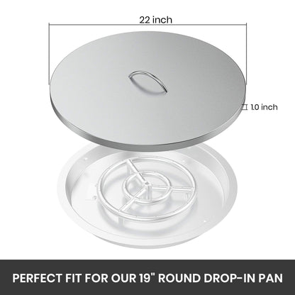 Stanbroil 22" Stainless Steel Round Fire Pit Cover, Fire Pit Ring Lid Fits for 19-Inch Drop-in Firepit Pan and 18 Inch Flat Fire Pit